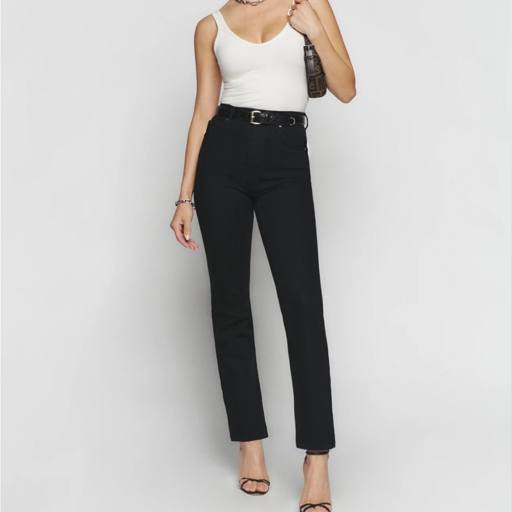 Reformation Liza Ultra High Rise Slim Straight Black Jeans